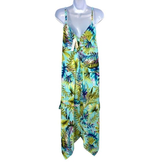Tommy Bahama Sun Kissed Tropical Scarf Dress In Swimming Pool Blue Small Medium - Picture 3 of 13
